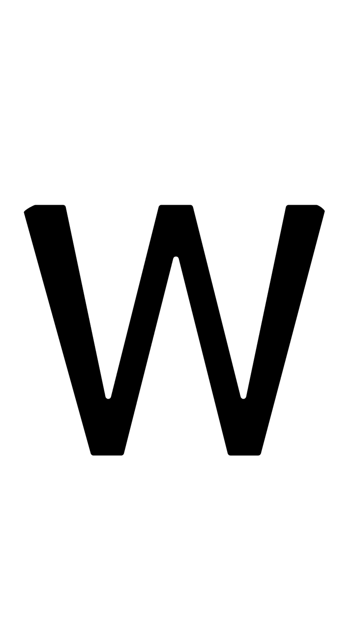 Lettera W vettoriale SVG – Bianco e nero – 720 × 1280